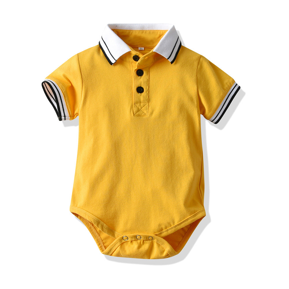 New casual children's wear baby rompers boys' polo shirts short-sleeve infant onesies - ready stock wholesale