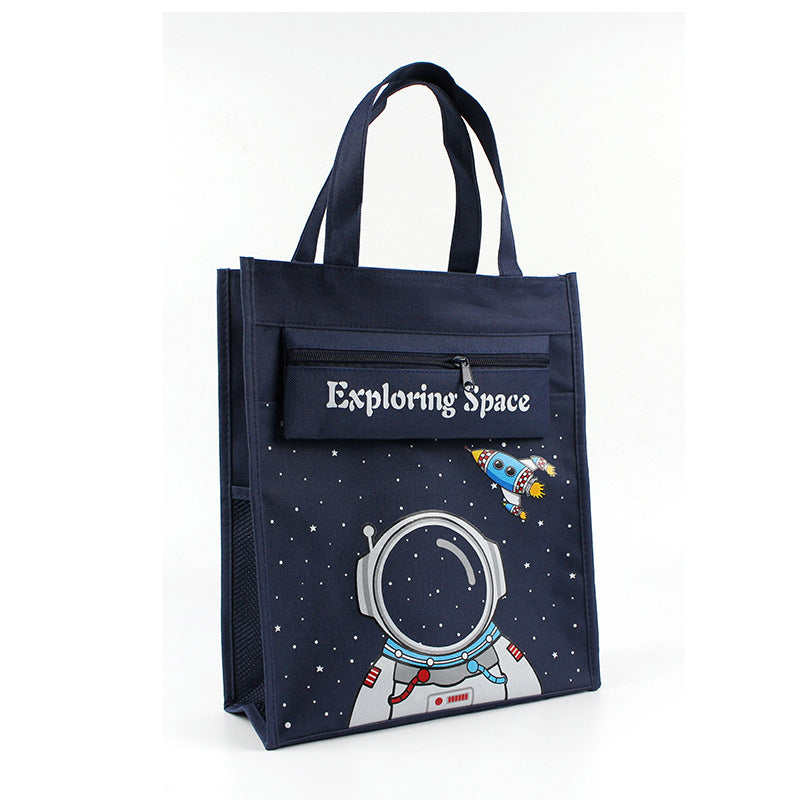 Student tutoring bag animation cartoon large capacity pencil bag primary school student tote bag canvas nylon multi-functional tutoring bag