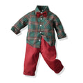 New boys' suit set: autumn cotton long-sleeve plaid shirt, christmas gentleman outfit, children's first birthday dress