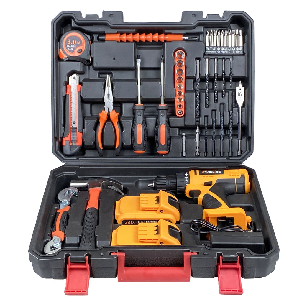 Factory direct sales 21V lithium battery impact electric drill electric screwdriver hardware tool combination set toolbox