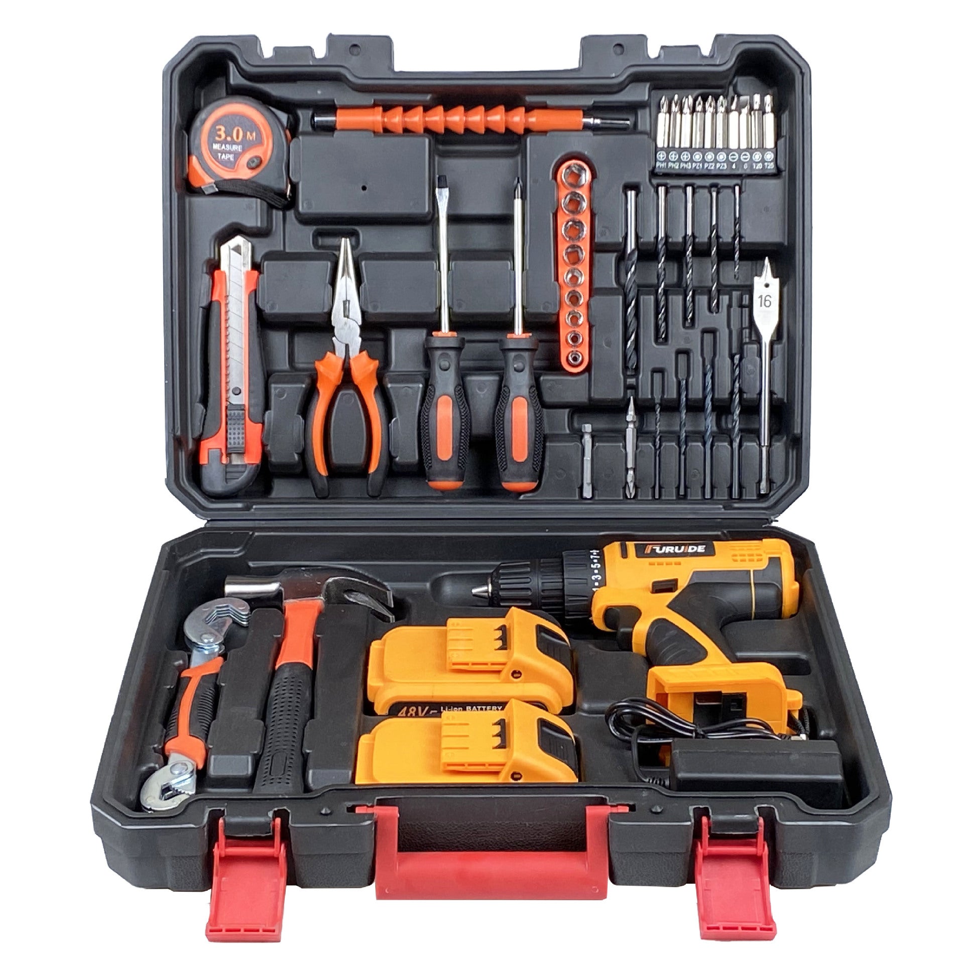 Factory direct sales 21V lithium battery impact electric drill electric screwdriver hardware tool combination set toolbox