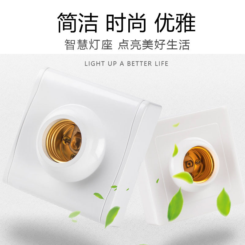 Yaqi plastic flat mouth lamp holder Home improvement round chandelier lamp holder e27 screw flat with porcelain waterproof lamp holder