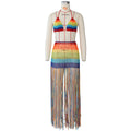 Bestselling cross-border e-commerce: european & american women's sexy hand-crocheted tassel casual set & swimsuit cover-up -  hot seller