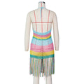 2020 summer hot selling beach dress sexy handmade crochet cut out tassel cover up dress