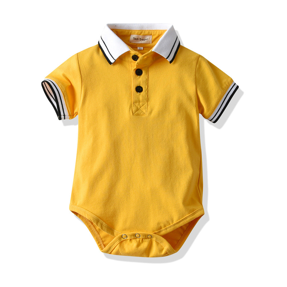 New casual children's wear baby rompers boys' polo shirts short-sleeve infant onesies - ready stock wholesale