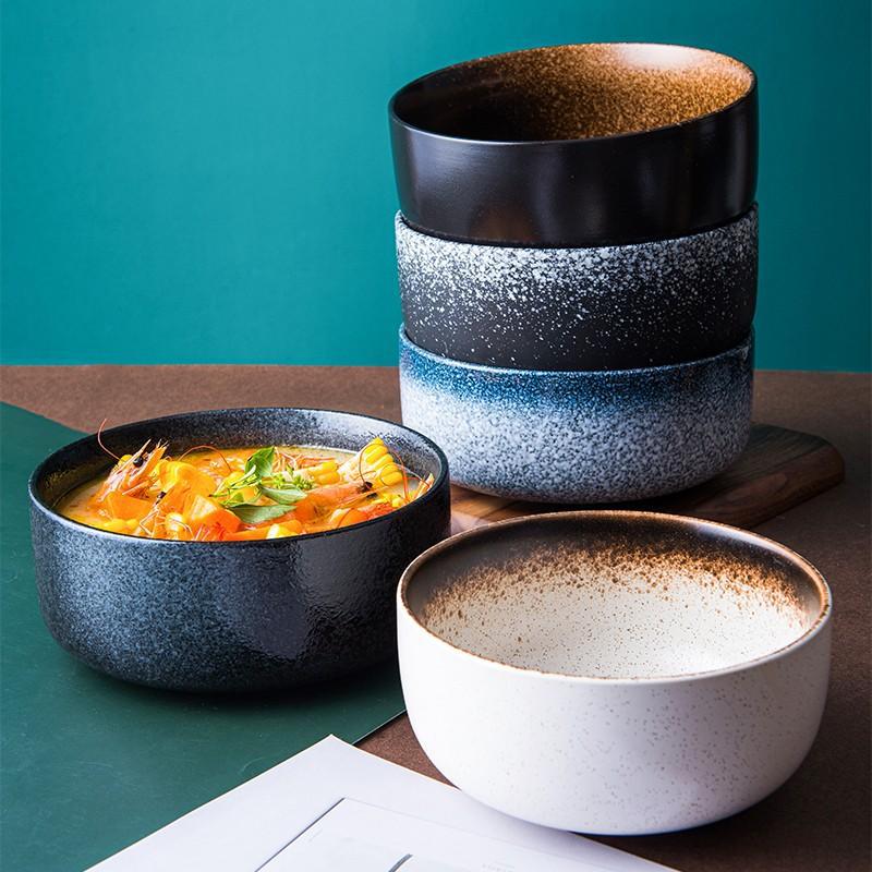 Japanese ceramic student dormitory instant noodle bowl single bowl and chopsticks large bowl for home restaurant soup bowl ramen manufacturer wholesale