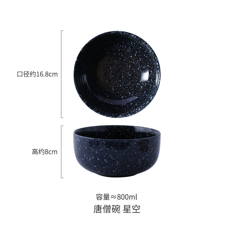 Japanese ceramic student dormitory instant noodle bowl single bowl and chopsticks large bowl for home restaurant soup bowl ramen manufacturer wholesale