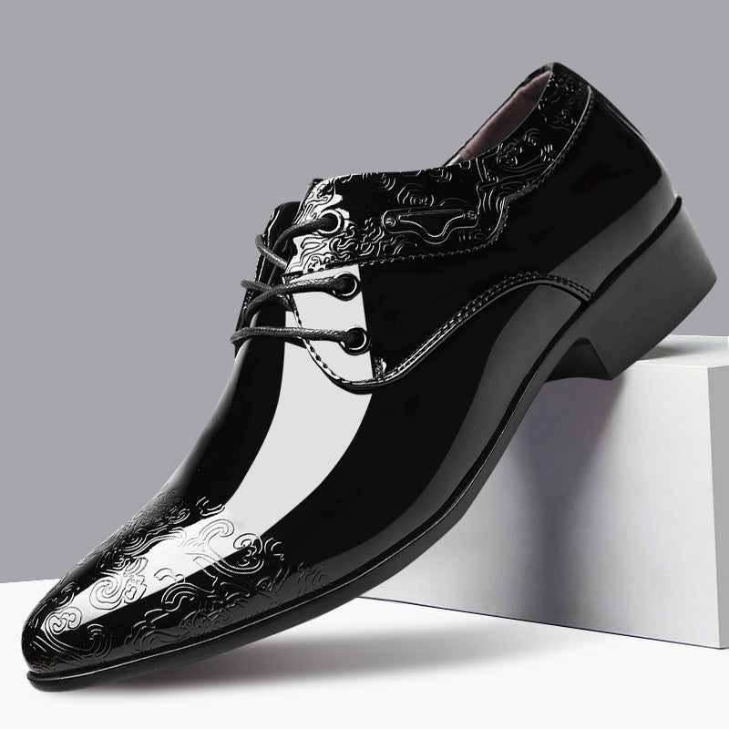 New arrival: glossy men's business formal leather shoes - stylish casual footwear, plus sizes available, lace-up wedding shoes, dropshipping available