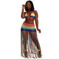 Bestselling cross-border e-commerce: european & american women's sexy hand-crocheted tassel casual set & swimsuit cover-up -  hot seller