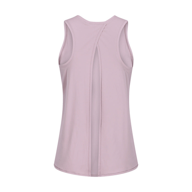 Spring/summer new arrival: barely-there feel, skin-friendly tie-up tank top - women's slit-back, loose-fit, breathable running sports cover-up s2027