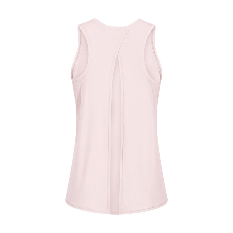 Spring/summer new arrival: barely-there feel, skin-friendly tie-up tank top - women's slit-back, loose-fit, breathable running sports cover-up s2027