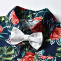 Amazon new spring/summer boys' leaf print short sleeve and shorts set - beach vacation style two-piece outfit