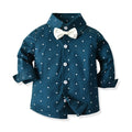 Spring & fallk-style children's clothing boyssuit star printinglong sleevesshirt overalls first birthday dress wholesale net children's clothing