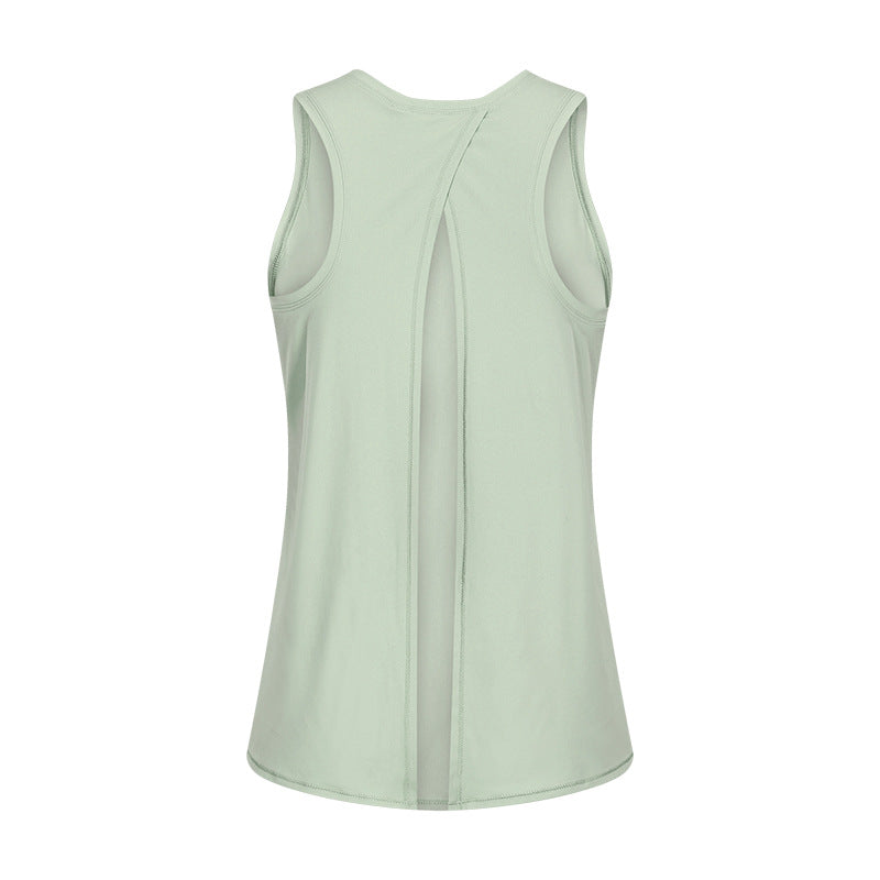 Spring/summer new arrival: barely-there feel, skin-friendly tie-up tank top - women's slit-back, loose-fit, breathable running sports cover-up s2027