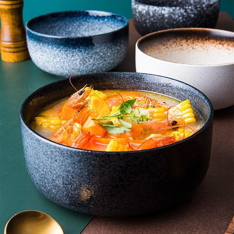 Japanese ceramic student dormitory instant noodle bowl single bowl and chopsticks large bowl for home restaurant soup bowl ramen manufacturer wholesale