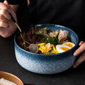 Japanese ceramic student dormitory instant noodle bowl single bowl and chopsticks large bowl for home restaurant soup bowl ramen manufacturer wholesale