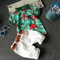 Boys' outfit  new baby t-shirt and shorts set - two-piece casual set for boys with free belt