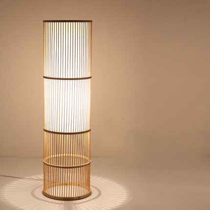 Bed and breakfast home bedroom bedside lamp, corridor LED lighting, direct sales South East Asia bamboo woven floor lamp