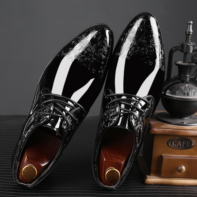 New arrival: glossy men's business formal leather shoes - stylish casual footwear, plus sizes available, lace-up wedding shoes, dropshipping available