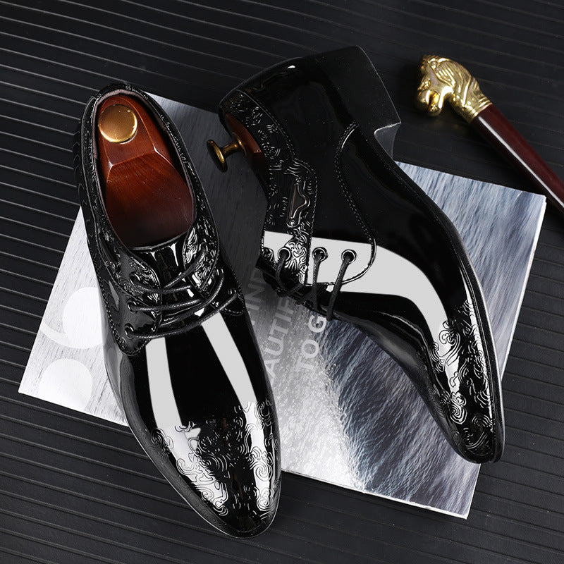 New arrival: glossy men's business formal leather shoes - stylish casual footwear, plus sizes available, lace-up wedding shoes, dropshipping available