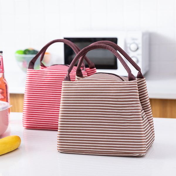 Waterproof Oxford cloth bento bag, aluminum film picnic bag, striped large portable ice bag, thermal insulation bag, factory customized.