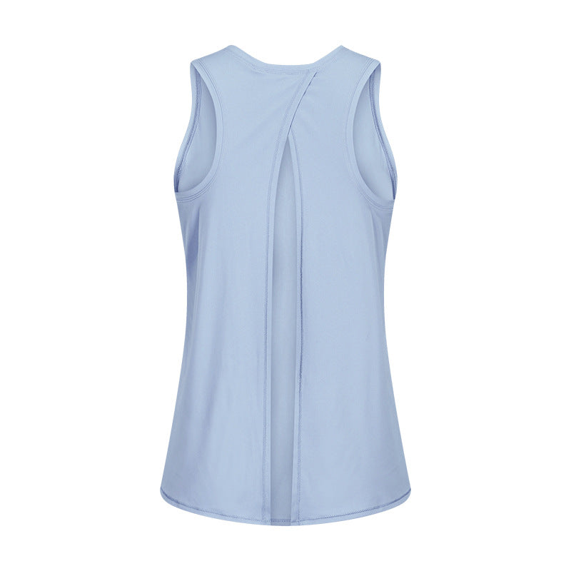 Spring/summer new arrival: barely-there feel, skin-friendly tie-up tank top - women's slit-back, loose-fit, breathable running sports cover-up s2027