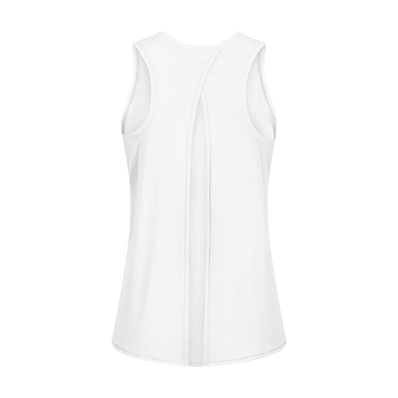 Spring/summer new arrival: barely-there feel, skin-friendly tie-up tank top - women's slit-back, loose-fit, breathable running sports cover-up s2027