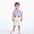children's suitsummer boys' lapel short-sleeved stripesshirtcasual pants k-stylekidssuit manufacturer wholesale