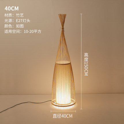 Bed and breakfast home bedroom bedside lamp, corridor LED lighting, direct sales South East Asia bamboo woven floor lamp