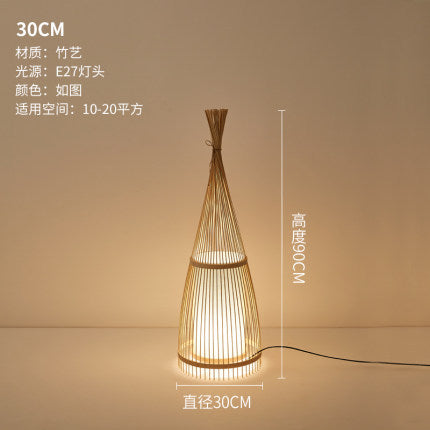 Bed and breakfast home bedroom bedside lamp, corridor LED lighting, direct sales South East Asia bamboo woven floor lamp