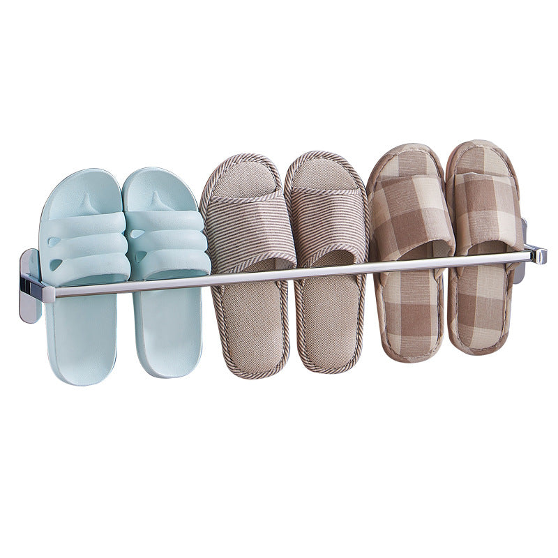 No punching slipper rack Wall-mounted bathroom Stainless steel shoe holder Artifact drain wall bathroom shoe storage rack