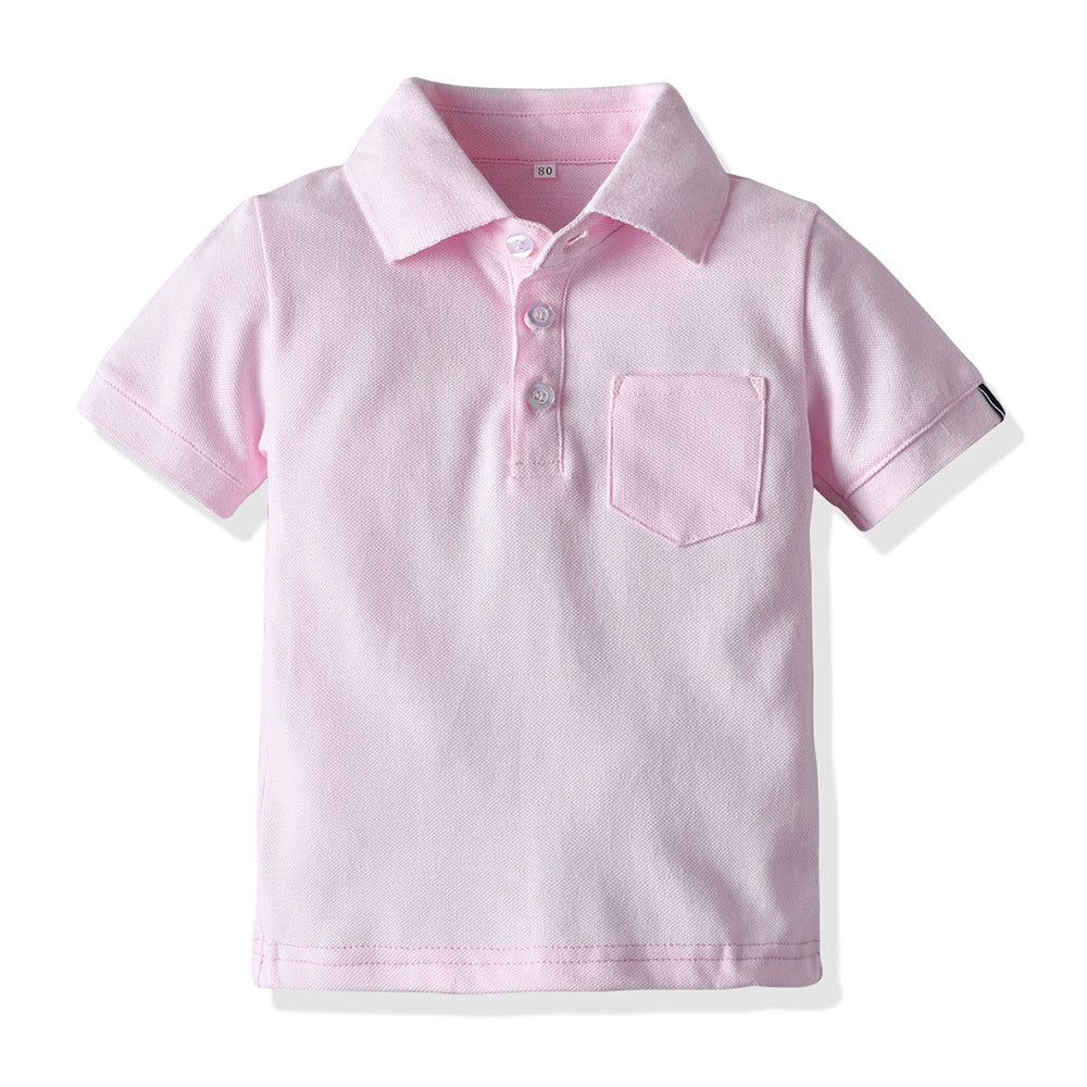 Summer new children's clothing set: pink polo shirt and shorts casual two-piece outfit - dropshipping available