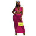 hot seller: 2020 summer new handmade knitted hollow-out beach cover-up sexy mesh see-through two-piece set