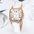 Manufacturer dropshipping wholesale fashion diamond-encrusted roman square women's watch women's watch belt quartz douyin popular model