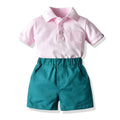 Summer new children's clothing set: pink polo shirt and shorts casual two-piece outfit - dropshipping available