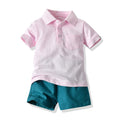 Summer new children's clothing set: pink polo shirt and shorts casual two-piece outfit - dropshipping available