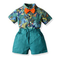 Export boys clothing hawaii summernew arrivalsuitkidsprintingcasualtwo-piece setbeach stylebaby suit