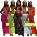 hot seller: 2020 summer new handmade knitted hollow-out beach cover-up sexy mesh see-through two-piece set