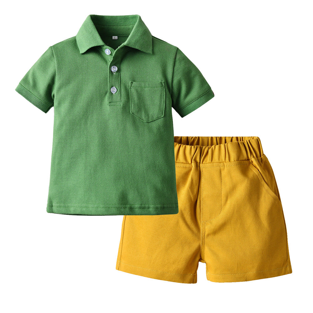 European and american summer boys' solid color polo shirt - trendy short sleeve korean style for toddlers and young children