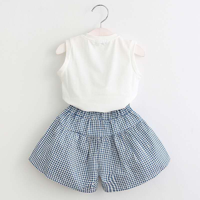Girls' outfit korean style children's clothing girls' summer new fashionable lady sleeveless t-shirt + skirt pants set