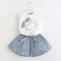 Girls' outfit korean style children's clothing girls' summer new fashionable lady sleeveless t-shirt + skirt pants set