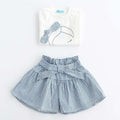 Girls' outfit korean style children's clothing girls' summer new fashionable lady sleeveless t-shirt + skirt pants set