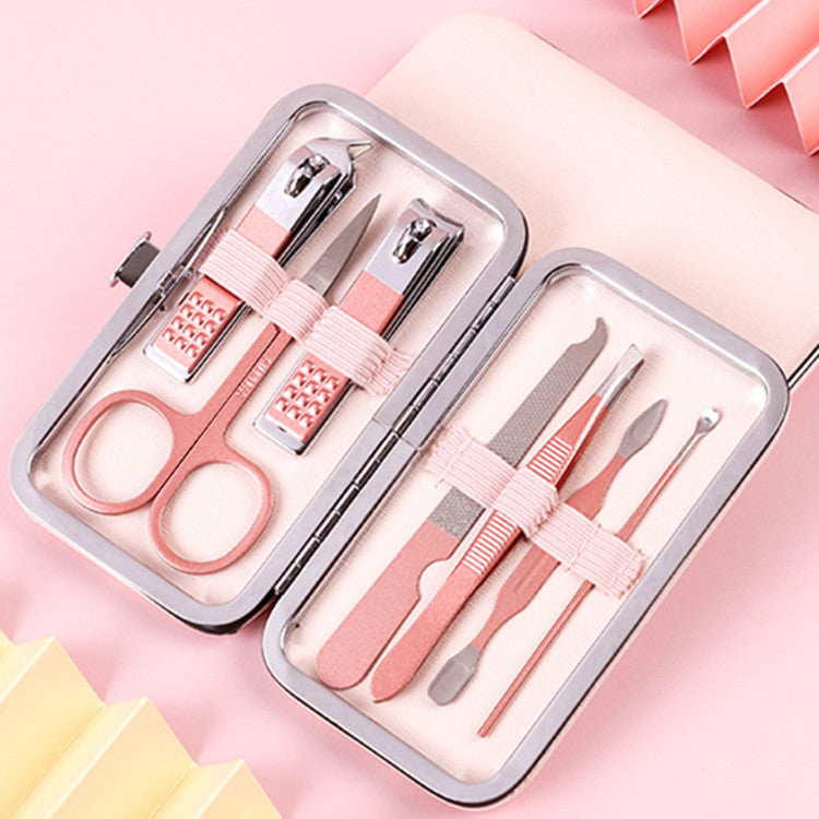 New nail art set manicure kit 7-piece logo pedicure scissors care tools gift set