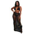 hot seller: 2020 summer new handmade knitted hollow-out beach cover-up sexy mesh see-through two-piece set