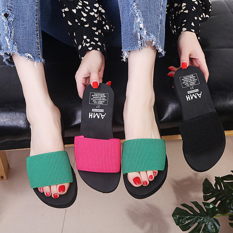 2024 new wedge heel flip-flops beach sandals women's open toe platform sandals - dropshipping available