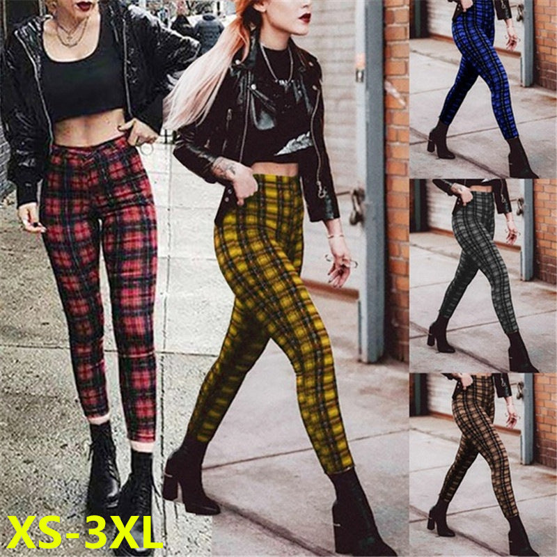 Amazon  hot-selling plaid casual pants for women - high-stretch, high-waisted leggings - cross-border women's fashion - european and american style pants