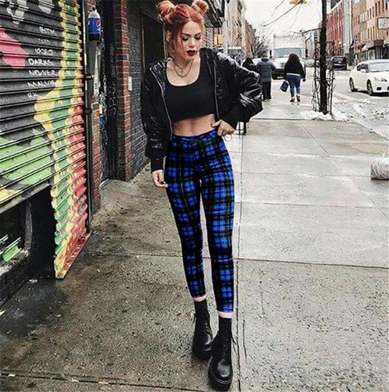 Amazon  hot-selling plaid casual pants for women - high-stretch, high-waisted leggings - cross-border women's fashion - european and american style pants