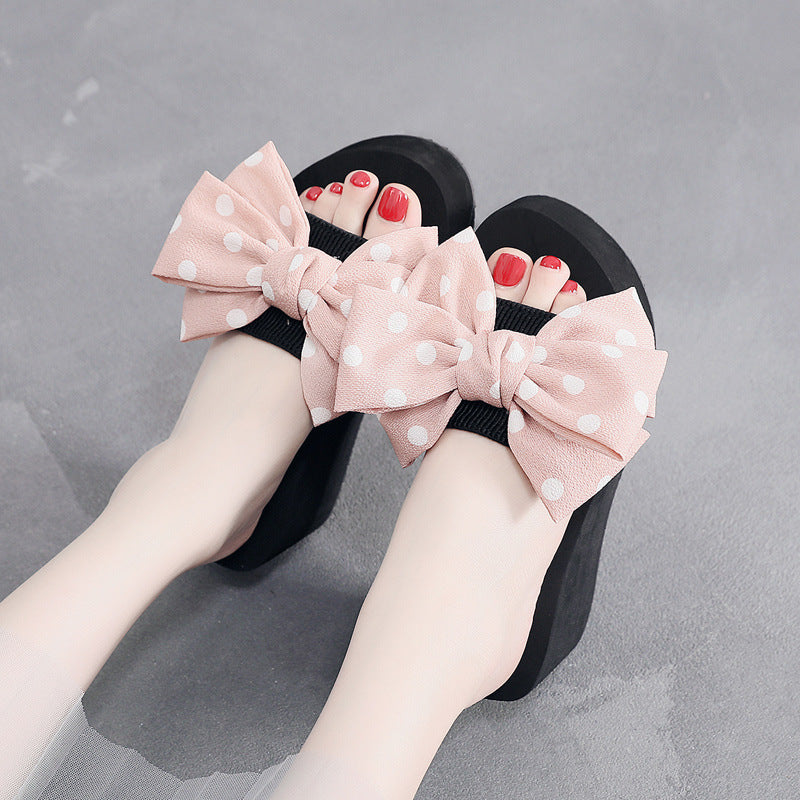 Shanjiao 2025summer 6cm high heel slippers women's summer pine cake thick sole sandals easiest for matchfashion beach flip-flops