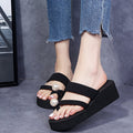 K-style women's 2024new arrival high-heeled women's slippers thick soleplatform shoes pearl toe slippers fashionoutwear flip-flops cool k-style
