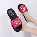 exclusive supply guangzhou 2024 new rhinestone sandals women's slippers summer flat heel wedge open toe women's slippers